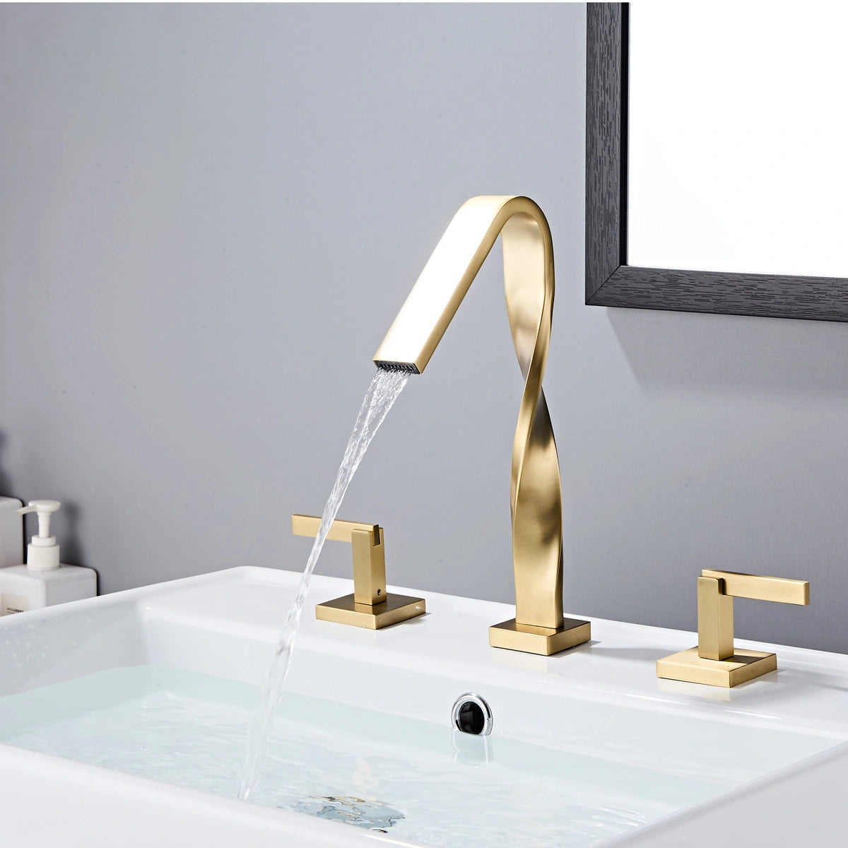 Elara Modern Twisted Two-Handle 3-Hole Widespread Bathroom Sink Faucet