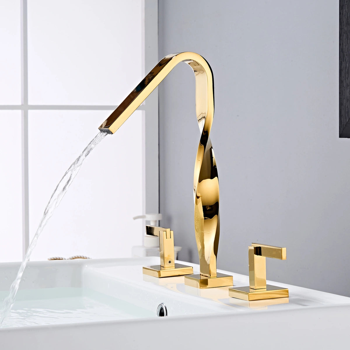 Elara Modern Twisted Two-Handle 3-Hole Widespread Bathroom Sink Faucet