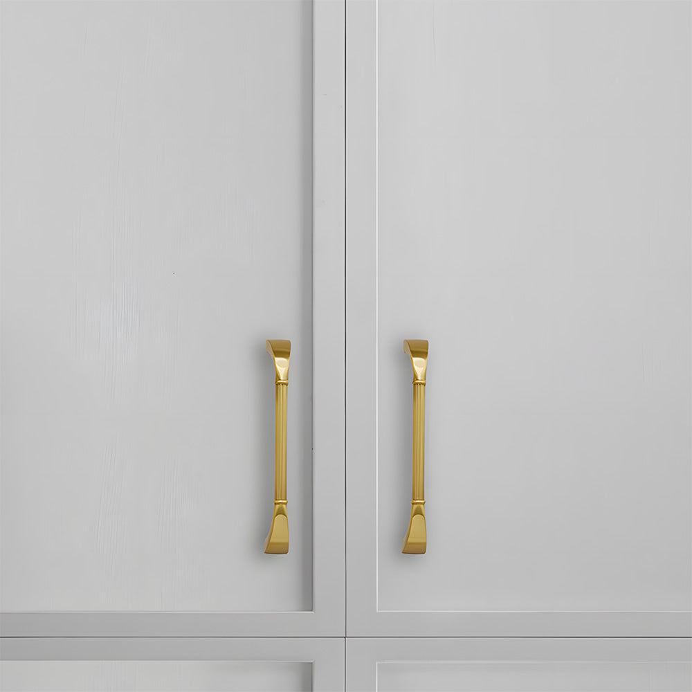 Fluted Solid Brass Cabinet Pulls for Kitchens