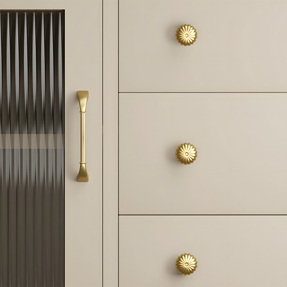 Fluted Solid Brass Cabinet Pulls for Kitchens