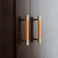Colorful Leather and Brass Cabinet Pulls and Knobs