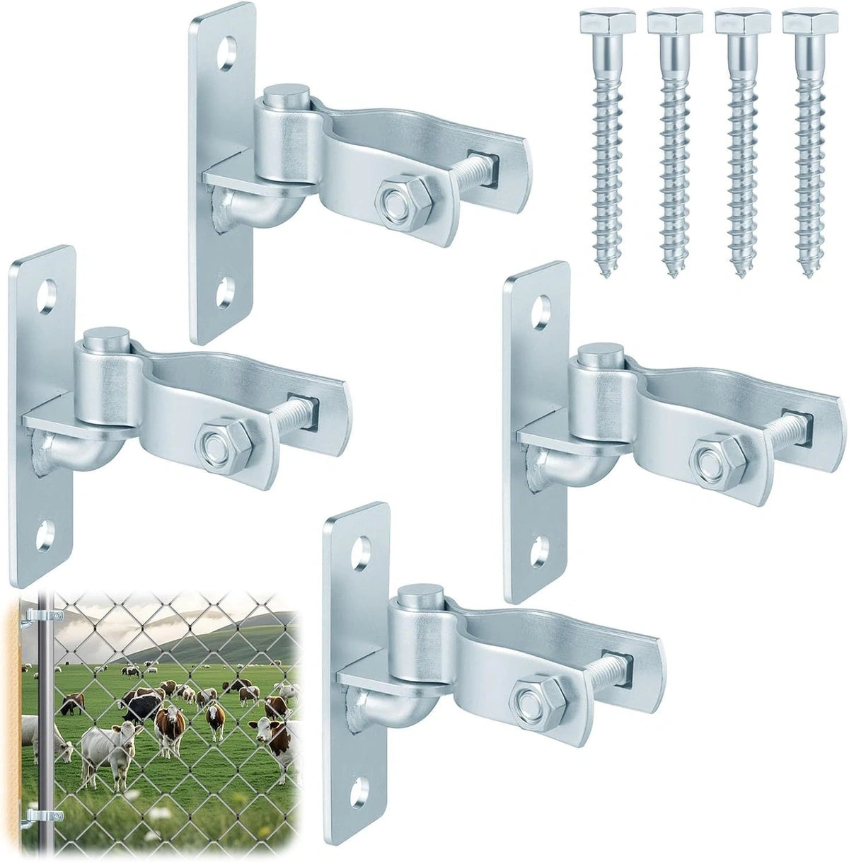 Everett Heavy-Duty Chain Link Gate Hinges, Galvanized Steel