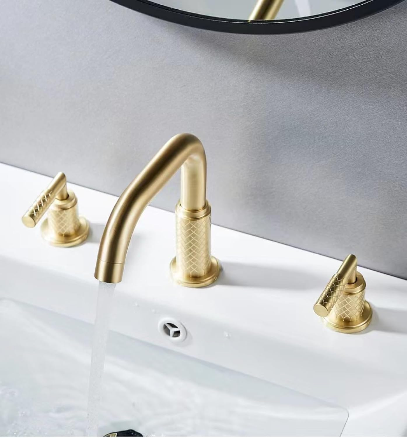 Art Deco Textured Two-Handle 3-Hole Widespread Bathroom Sink Faucet