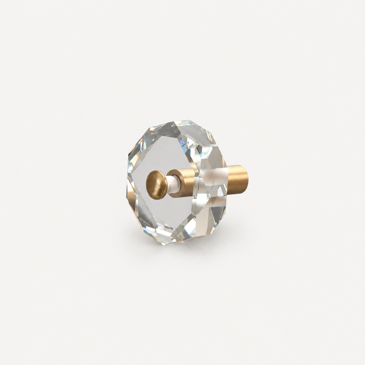 Faceted Crystal Cabinet Knobs with Brass Stem