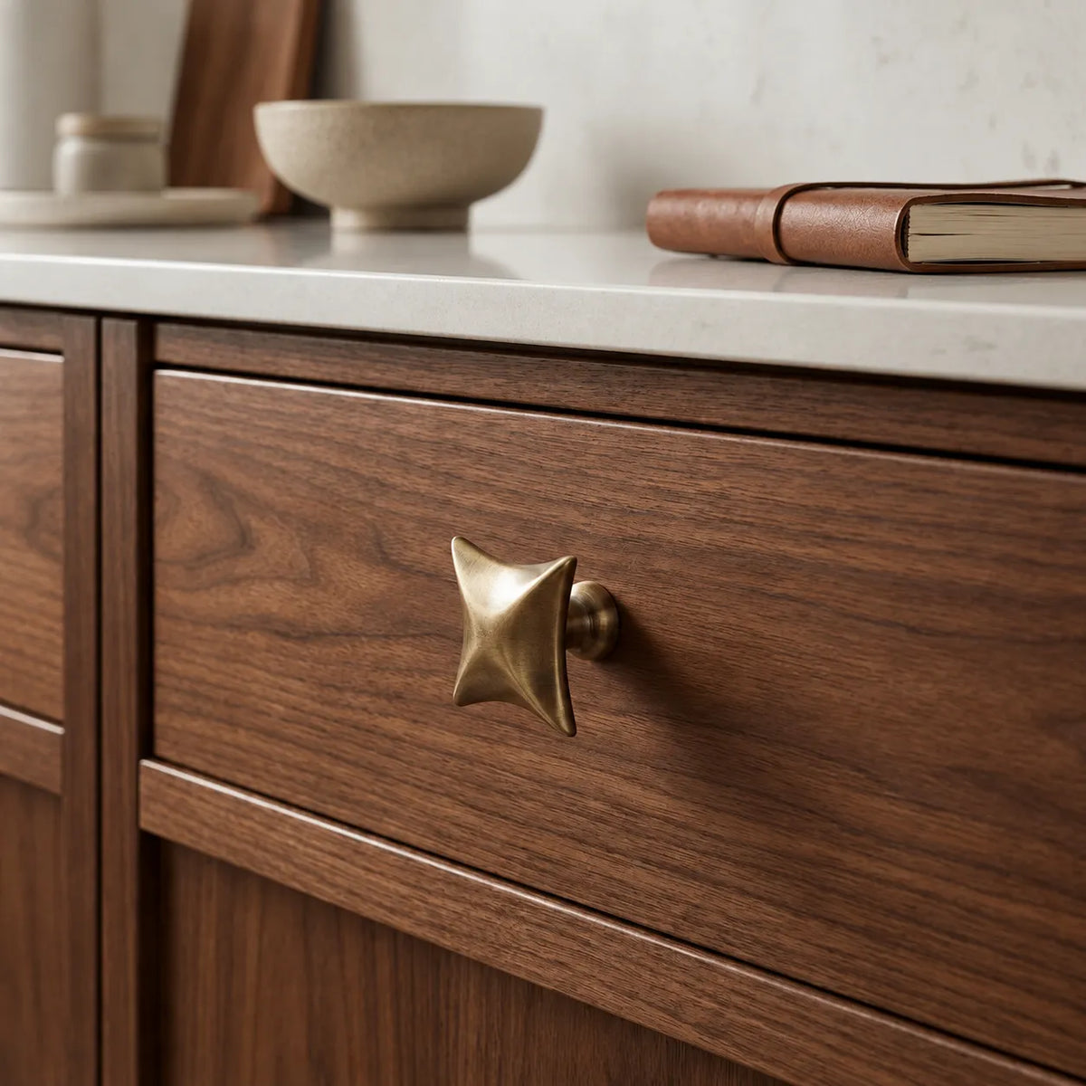 Four-Point Star Geometric Cabinet Knob