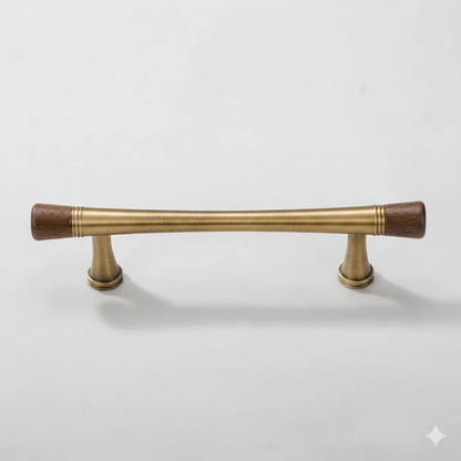 Walnut and Antique Brass Cabinet Pulls with Knob Options