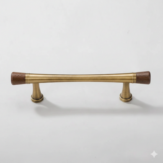 Walnut and Antique Brass Cabinet Pulls with Knob Options