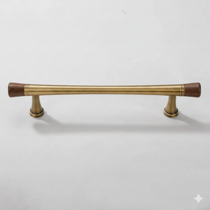 Walnut and Antique Brass Cabinet Pulls with Knob Options