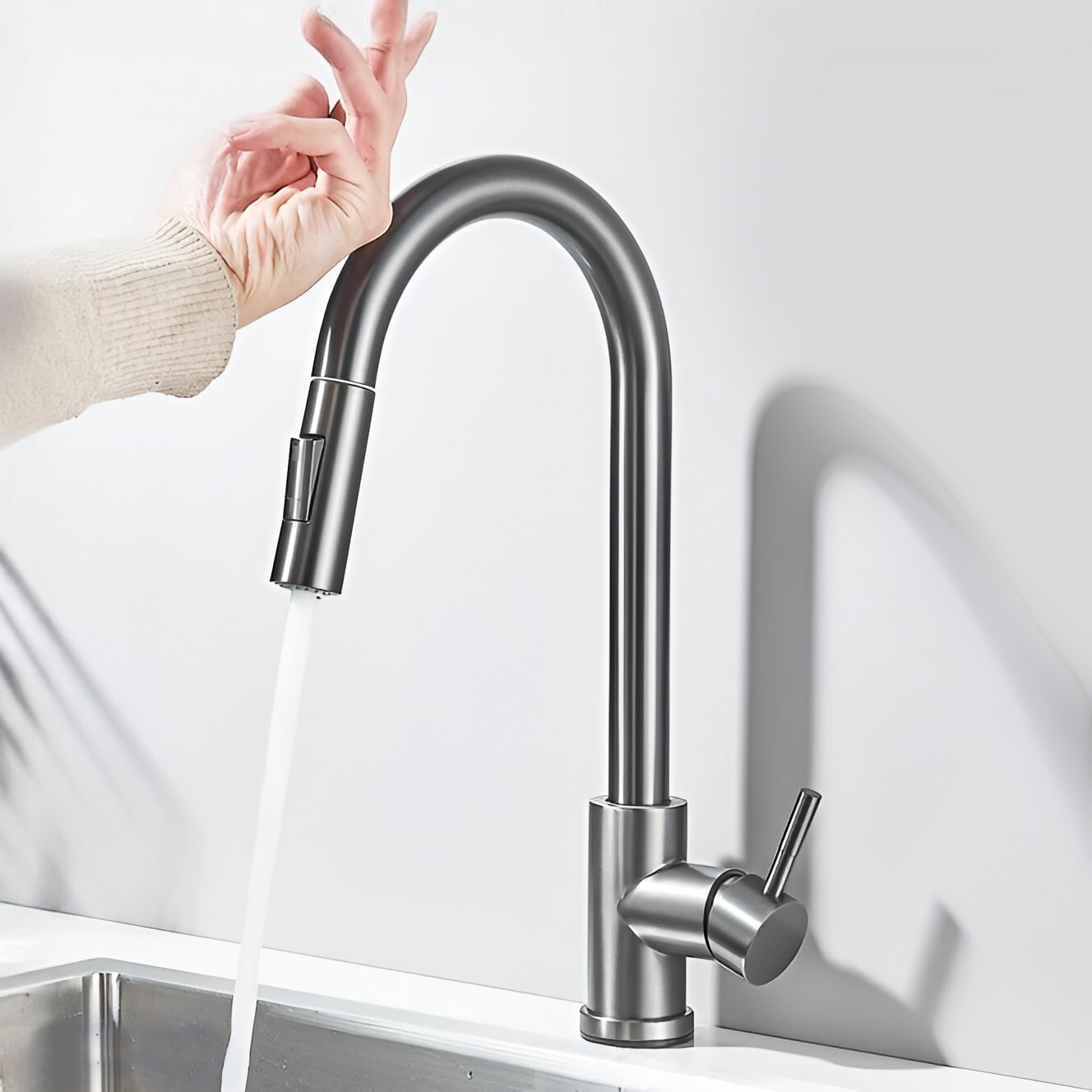 Tavora Touch Kitchen Faucet with Pull-Down Sprayer, Single Handle Stainless Steel Faucet