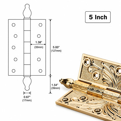 Hadrian Decorative Brass Exterior Door Hinges with Scrollwork