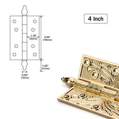 Hadrian Decorative Brass Exterior Door Hinges with Scrollwork