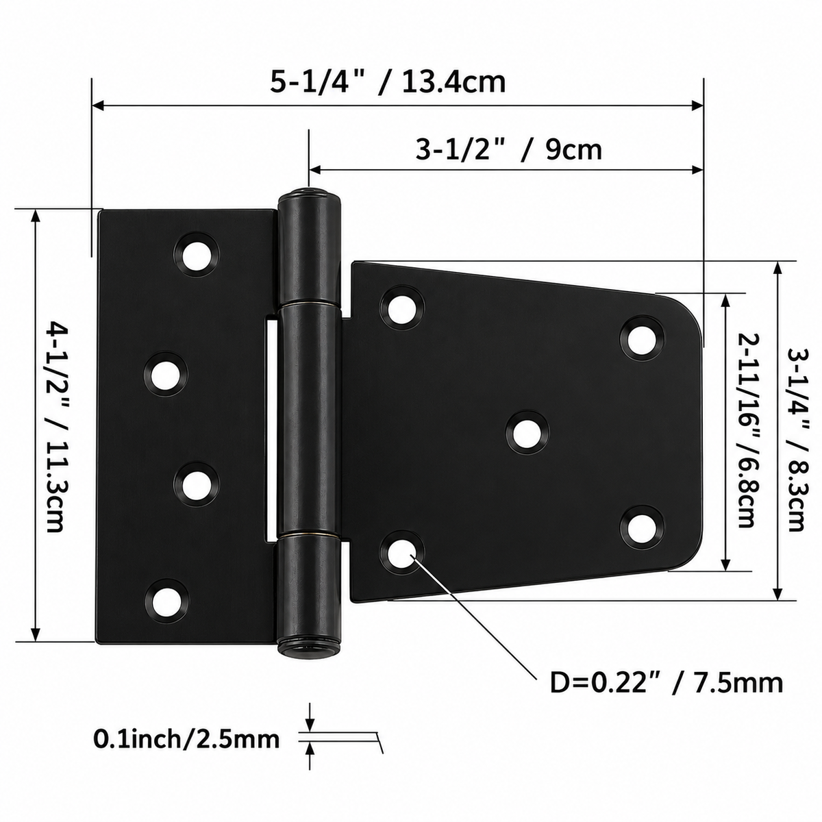 Hawthorne Heavy-Duty Black Square Door Hinges, 3.5-Inch