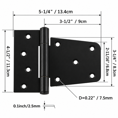 Hawthorne Heavy-Duty Black Square Door Hinges, 3.5-Inch