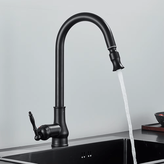 Alden Antique Brass Pull-Down Kitchen Faucet