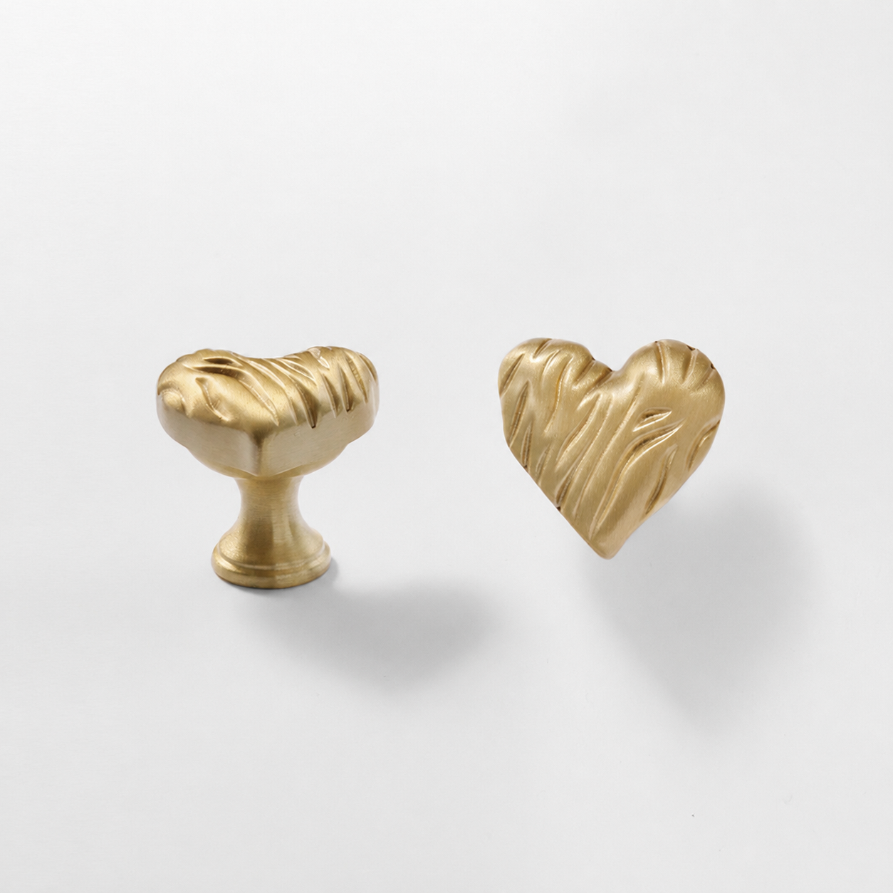 Heart Shaped Brass Cabinet Knob with Wavy Texture