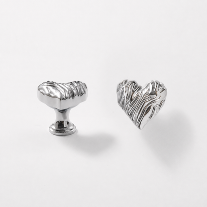Heart Shaped Brass Cabinet Knob with Wavy Texture