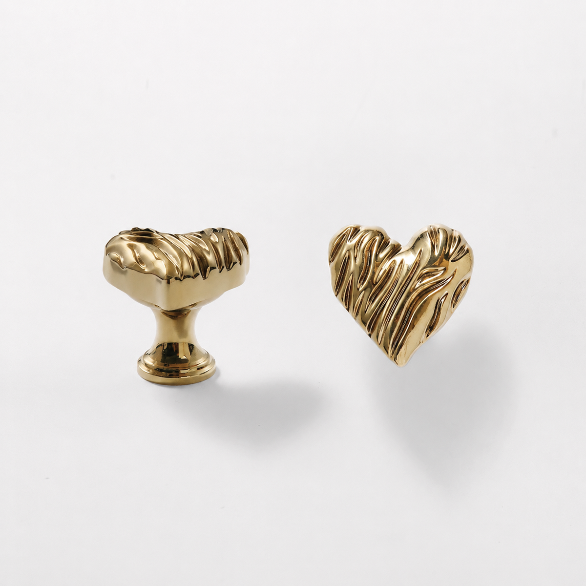 Heart Shaped Brass Cabinet Knob with Wavy Texture