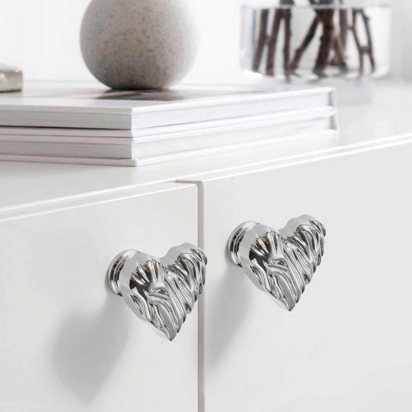Heart Shaped Brass Cabinet Knob with Wavy Texture