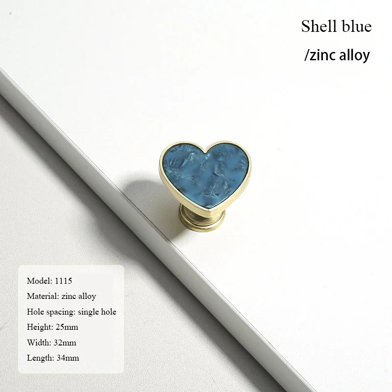 Heart-Shaped Cabinet Knob with Decorative Inlay for Dressers and Drawers