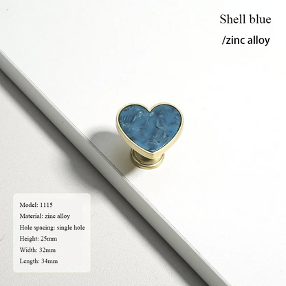 Heart-Shaped Cabinet Knob with Decorative Inlay for Dressers and Drawers