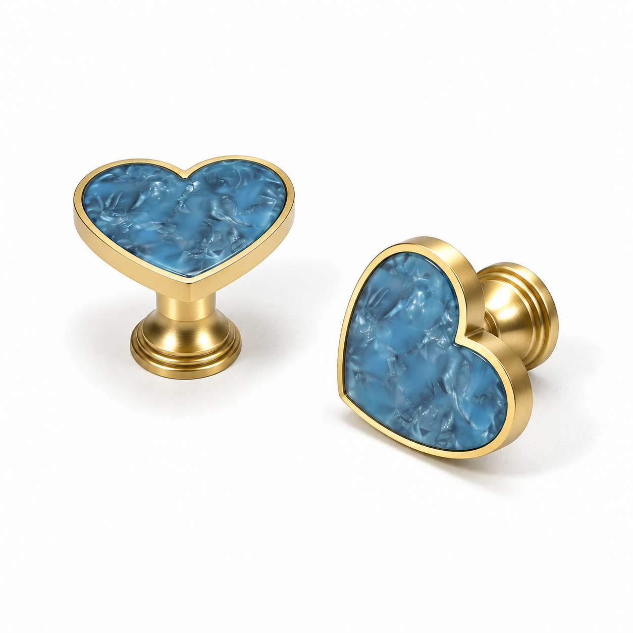 Heart-Shaped Cabinet Knob with Decorative Inlay for Dressers and Drawers