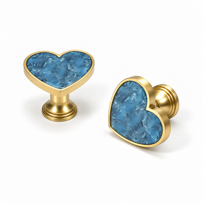 Heart-Shaped Cabinet Knob with Decorative Inlay for Dressers and Drawers