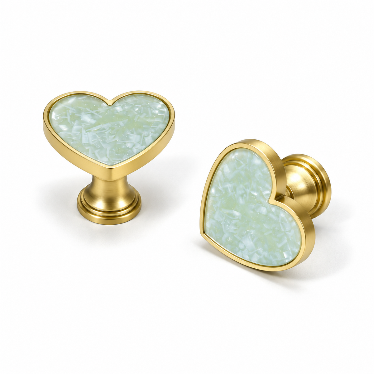 Heart-Shaped Cabinet Knob with Decorative Inlay for Dressers and Drawers