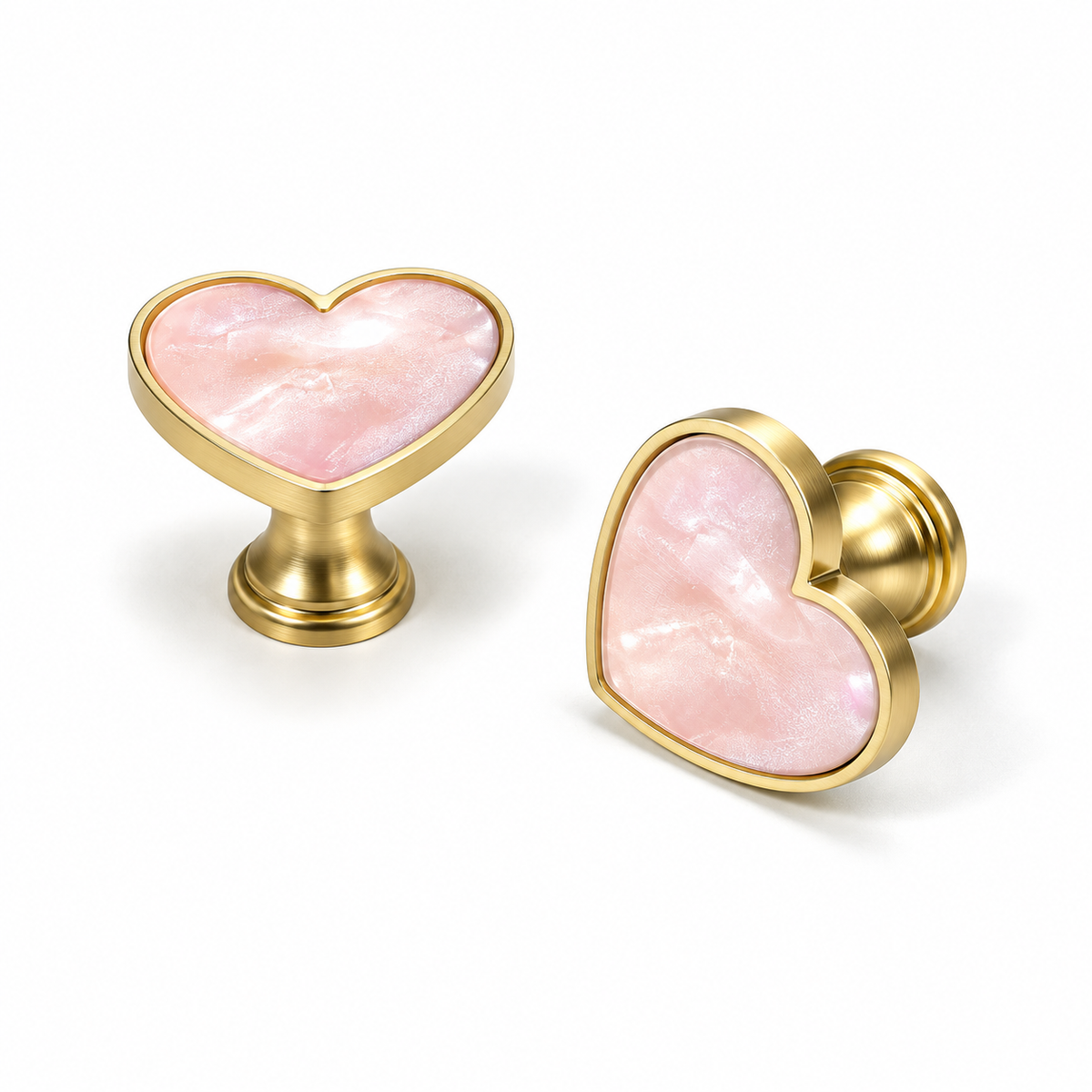Heart-Shaped Cabinet Knob with Decorative Inlay for Dressers and Drawers