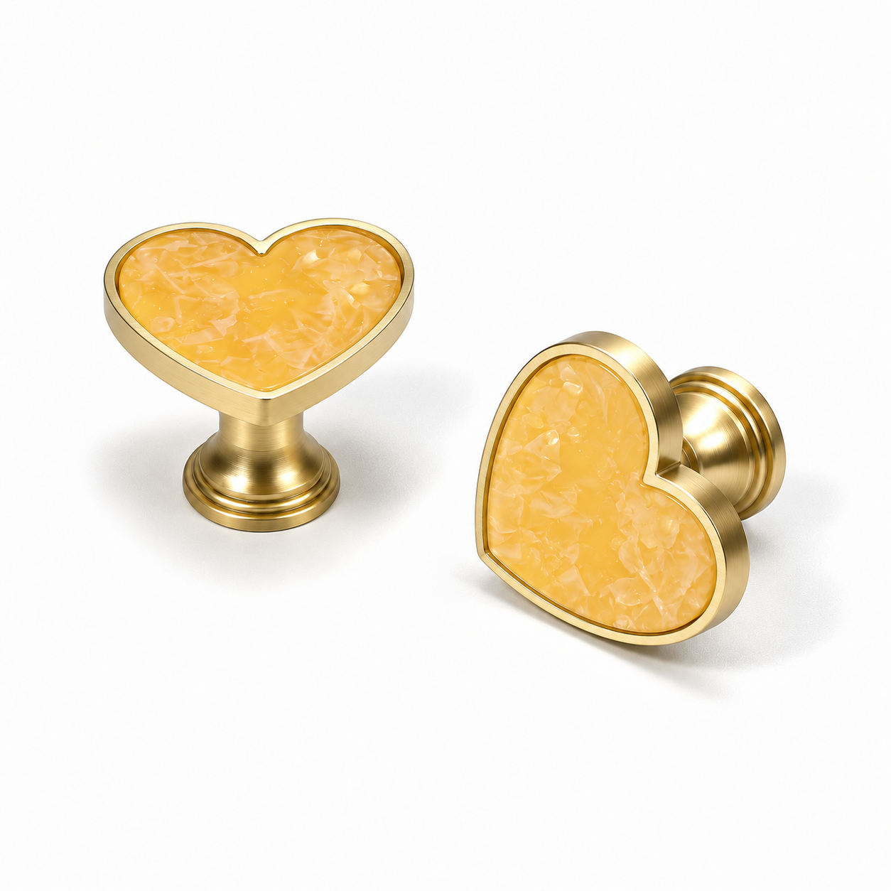 Heart-Shaped Cabinet Knob with Decorative Inlay for Dressers and Drawers