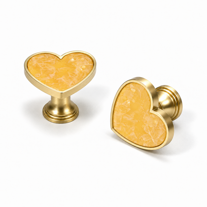 Heart-Shaped Cabinet Knob with Decorative Inlay for Dressers and Drawers
