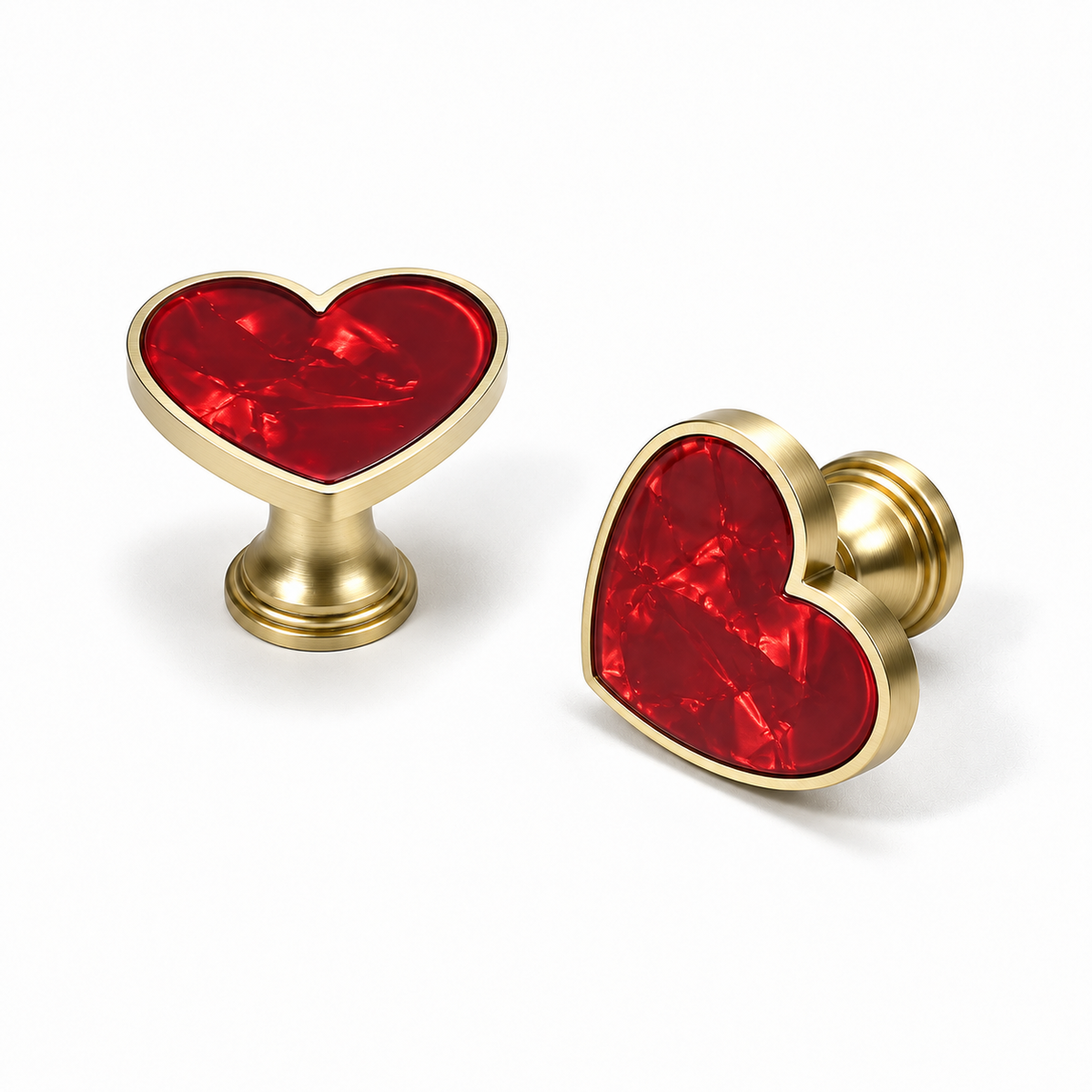 Heart-Shaped Cabinet Knob with Decorative Inlay for Dressers and Drawers