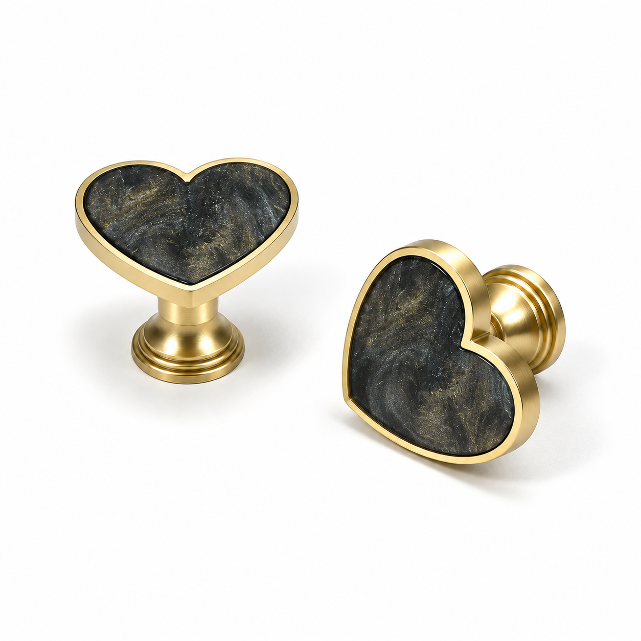 Heart-Shaped Cabinet Knob with Decorative Inlay for Dressers and Drawers