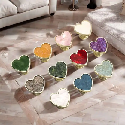 Heart-Shaped Cabinet Knob with Decorative Inlay for Dressers and Drawers
