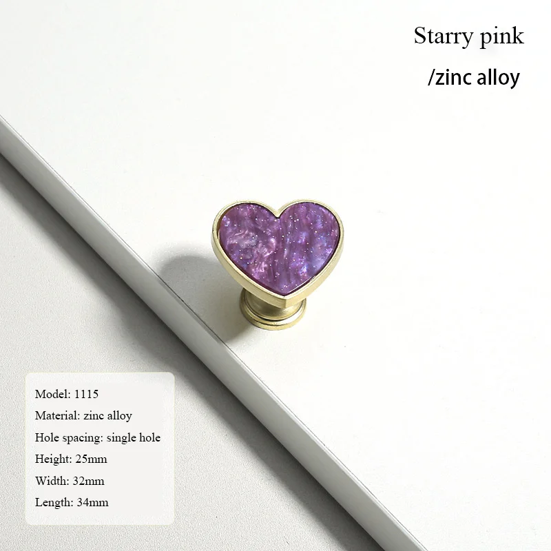 Heart-Shaped Cabinet Knob with Decorative Inlay for Dressers and Drawers