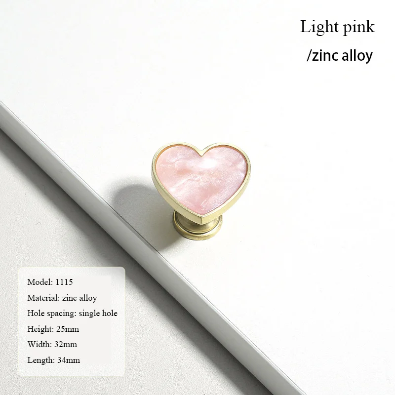 Heart-Shaped Cabinet Knob with Decorative Inlay for Dressers and Drawers