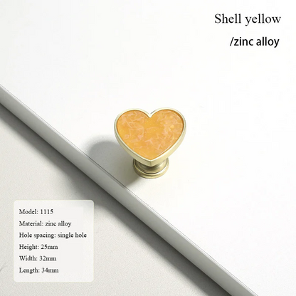 Heart-Shaped Cabinet Knob with Decorative Inlay for Dressers and Drawers