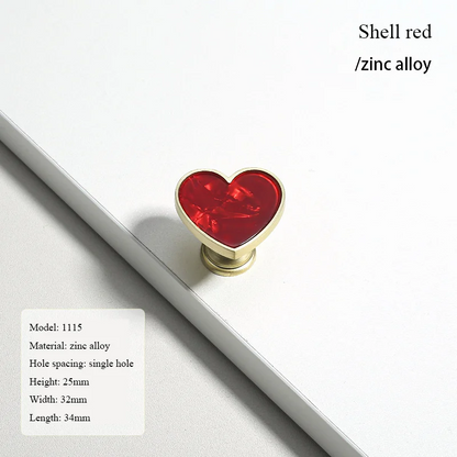 Heart-Shaped Cabinet Knob with Decorative Inlay for Dressers and Drawers
