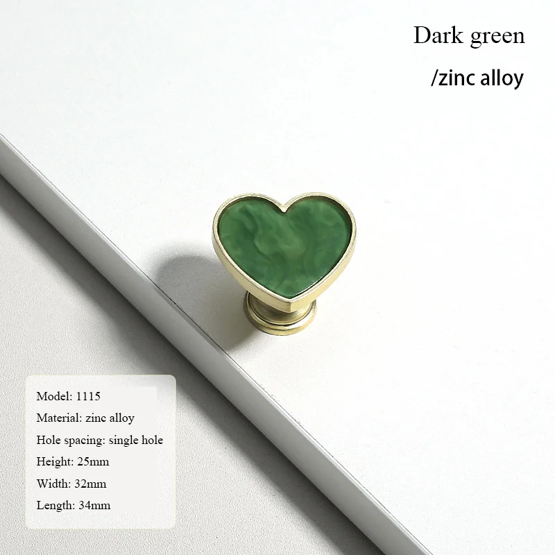 Heart-Shaped Cabinet Knob with Decorative Inlay for Dressers and Drawers