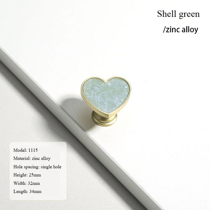 Heart-Shaped Cabinet Knob with Decorative Inlay for Dressers and Drawers