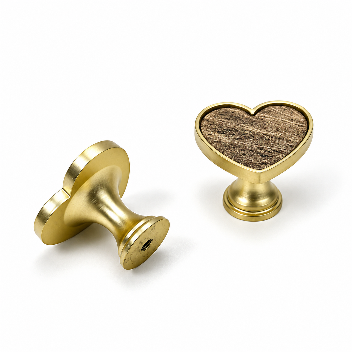 Heart-Shaped Cabinet Knob with Decorative Inlay for Dressers and Drawers
