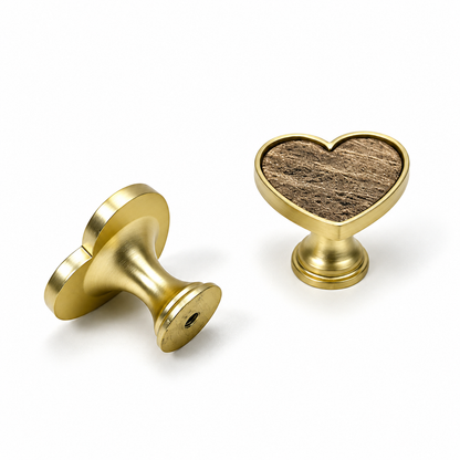 Heart-Shaped Cabinet Knob with Decorative Inlay for Dressers and Drawers