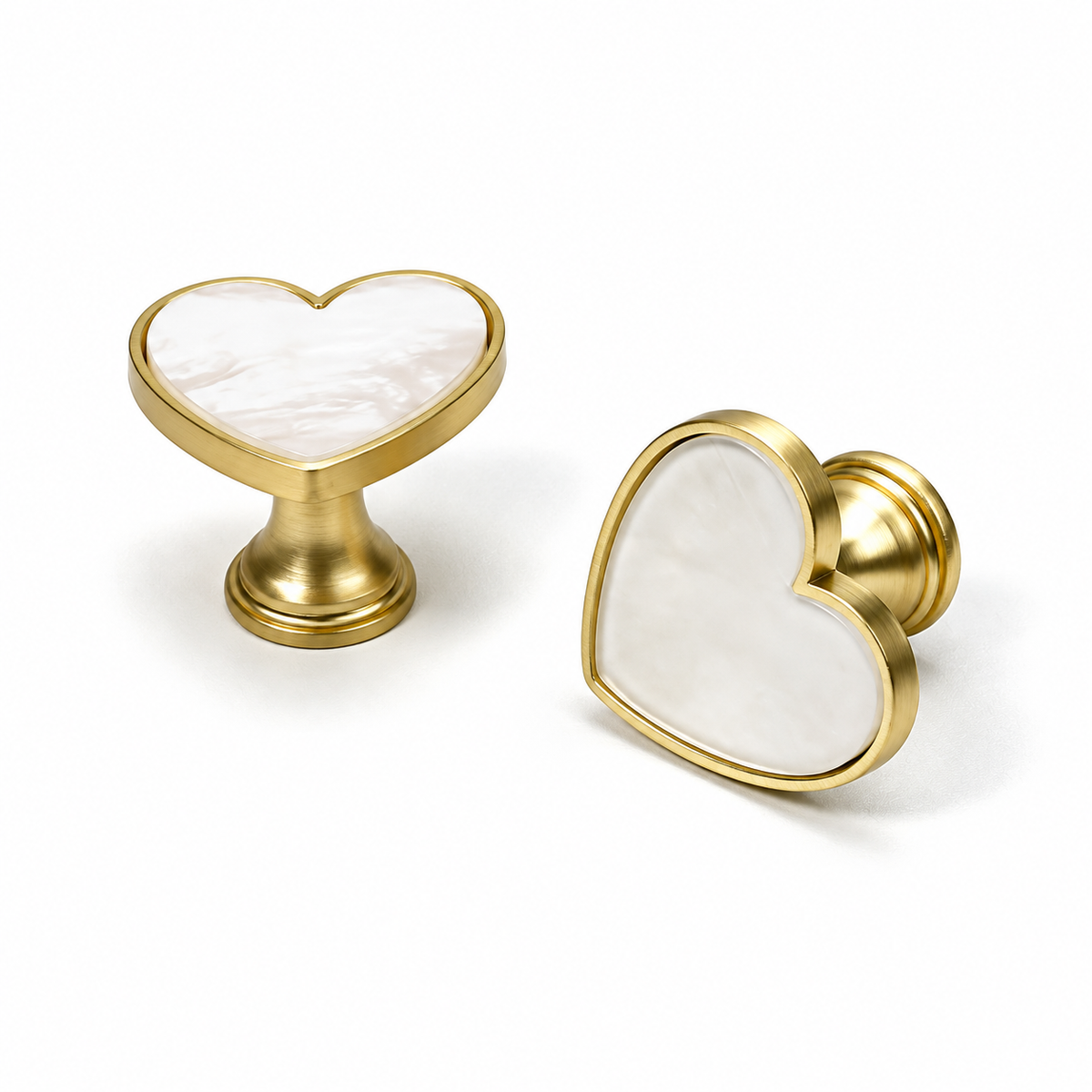 Heart-Shaped Cabinet Knob with Decorative Inlay for Dressers and Drawers