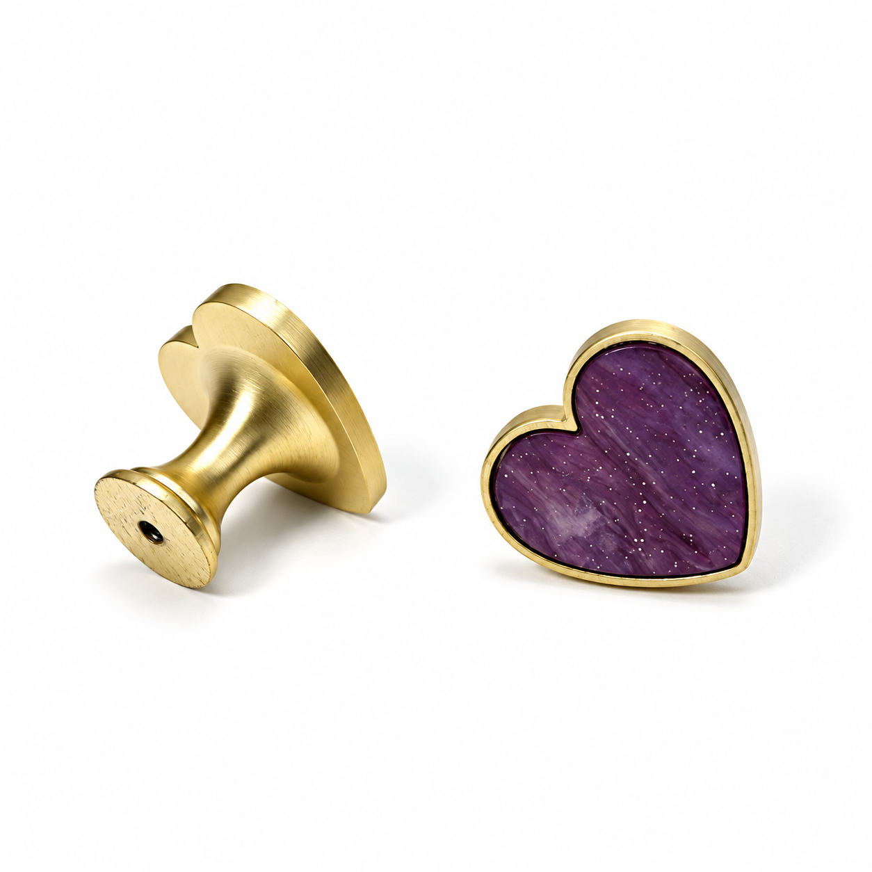 Heart-Shaped Cabinet Knob with Decorative Inlay for Dressers and Drawers