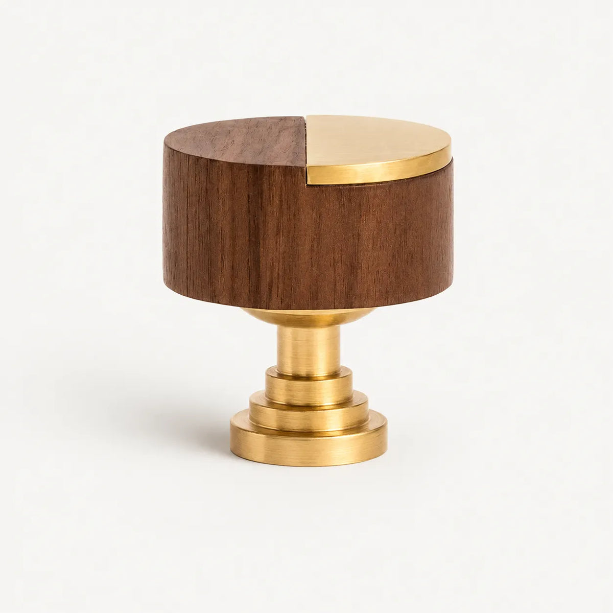 Modern Walnut Wood Cabinet Knob with Brass Base