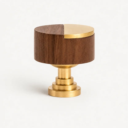 Modern Walnut Wood Cabinet Knob with Brass Base