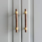 Walnut and Beech Wood Cabinet Pulls with Brass Bases