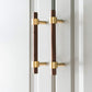 Walnut and Beech Wood Cabinet Pulls with Brass Bases
