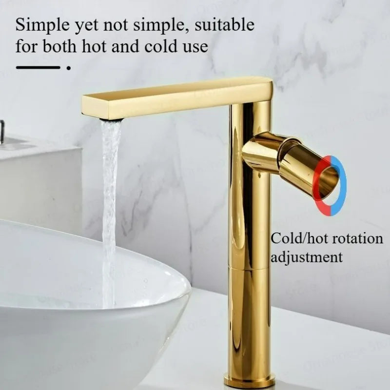 Hot and cold adjustment in one handle