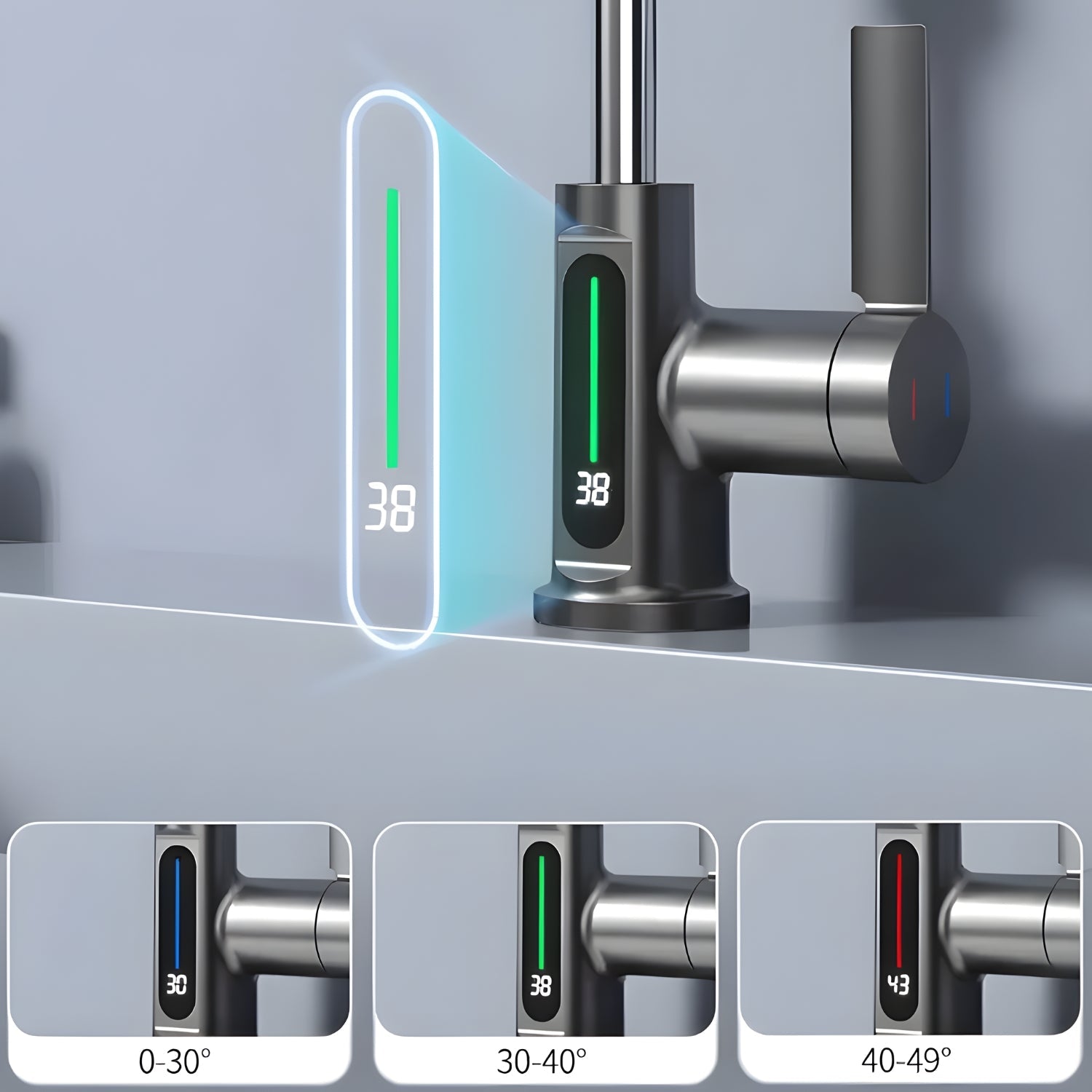 Hydraulically powered temperature indicator during water flow