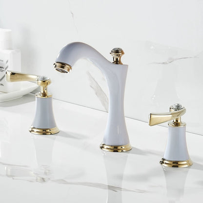 Traditional High-Arc Two-Handle 3-Hole Widespread Bathroom Sink Faucet